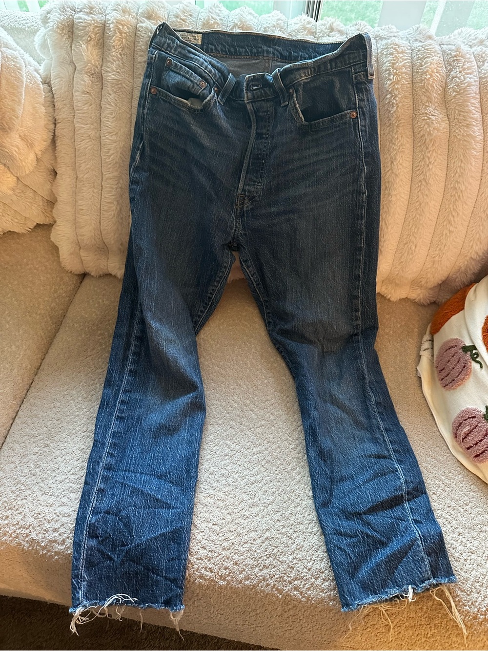 Women's Dark Blue Cropped Denim Jeans
